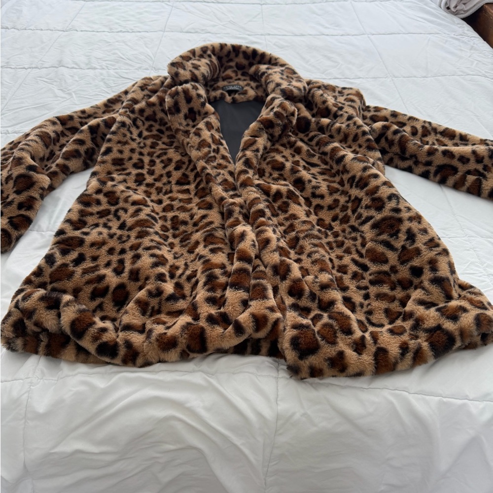 Love Tree Brown Leopard Teddy Jacket Medium